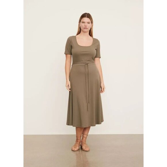 Vince Short Sleeve Square-Neck Dress Womens Size 3X Minimalist Office Clean Girl - Picture 1 of 9